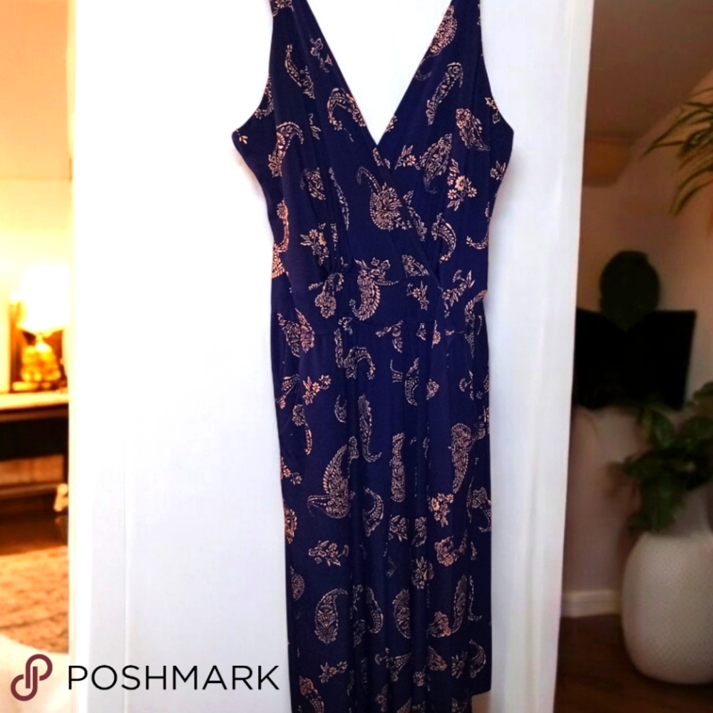 Paisley print Navy sleeveless jumpsuit